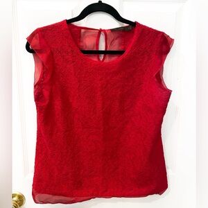 The Limited Vibrant Red Sheer Top